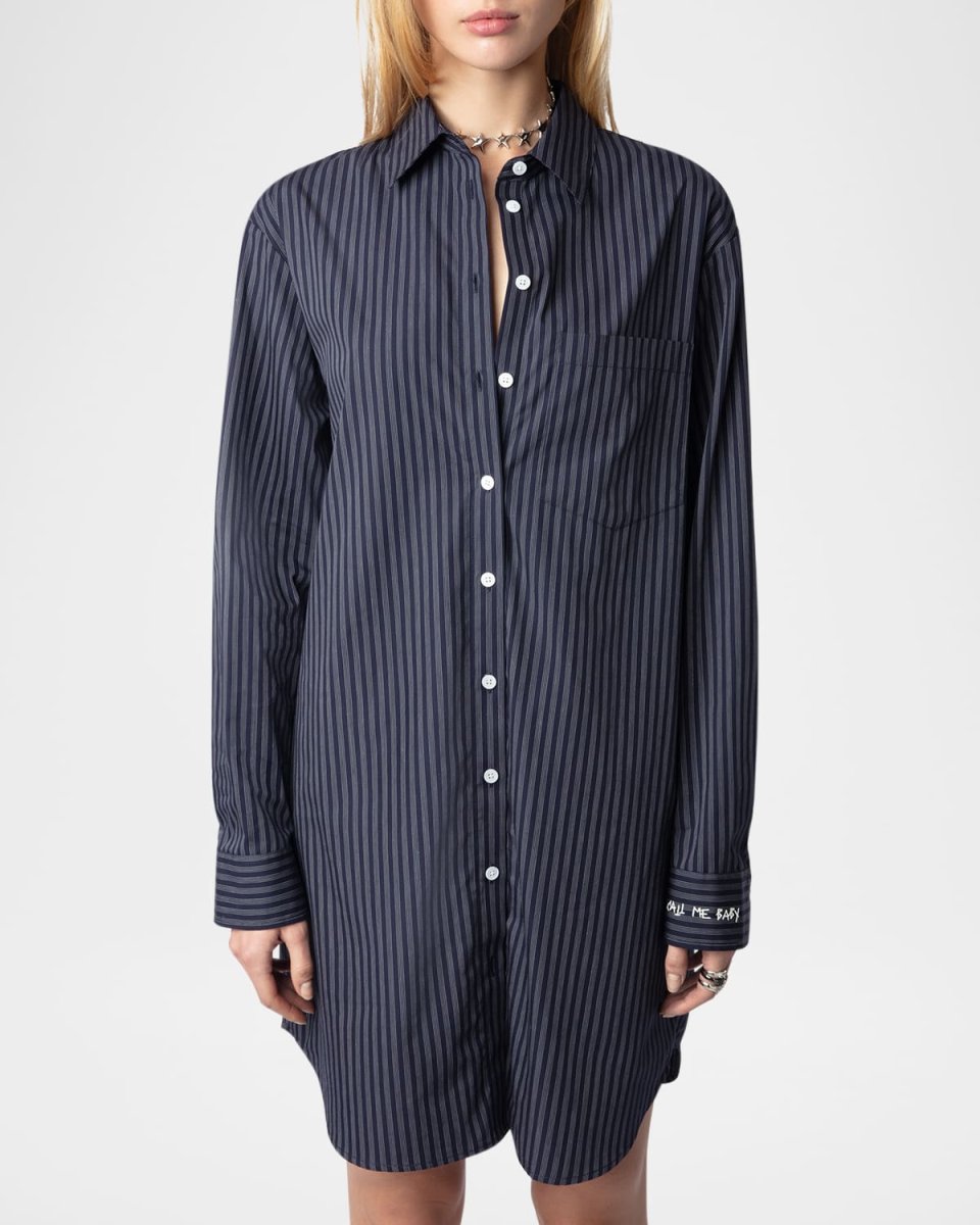 Morning Striped Mini Shirtdress